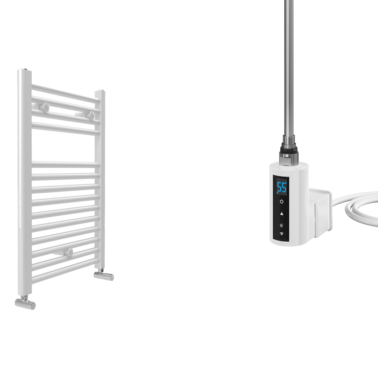 San Remo - White Electric Towel Rail - H1420mm x W750mm - Straight 900w Thermostatic WIFI