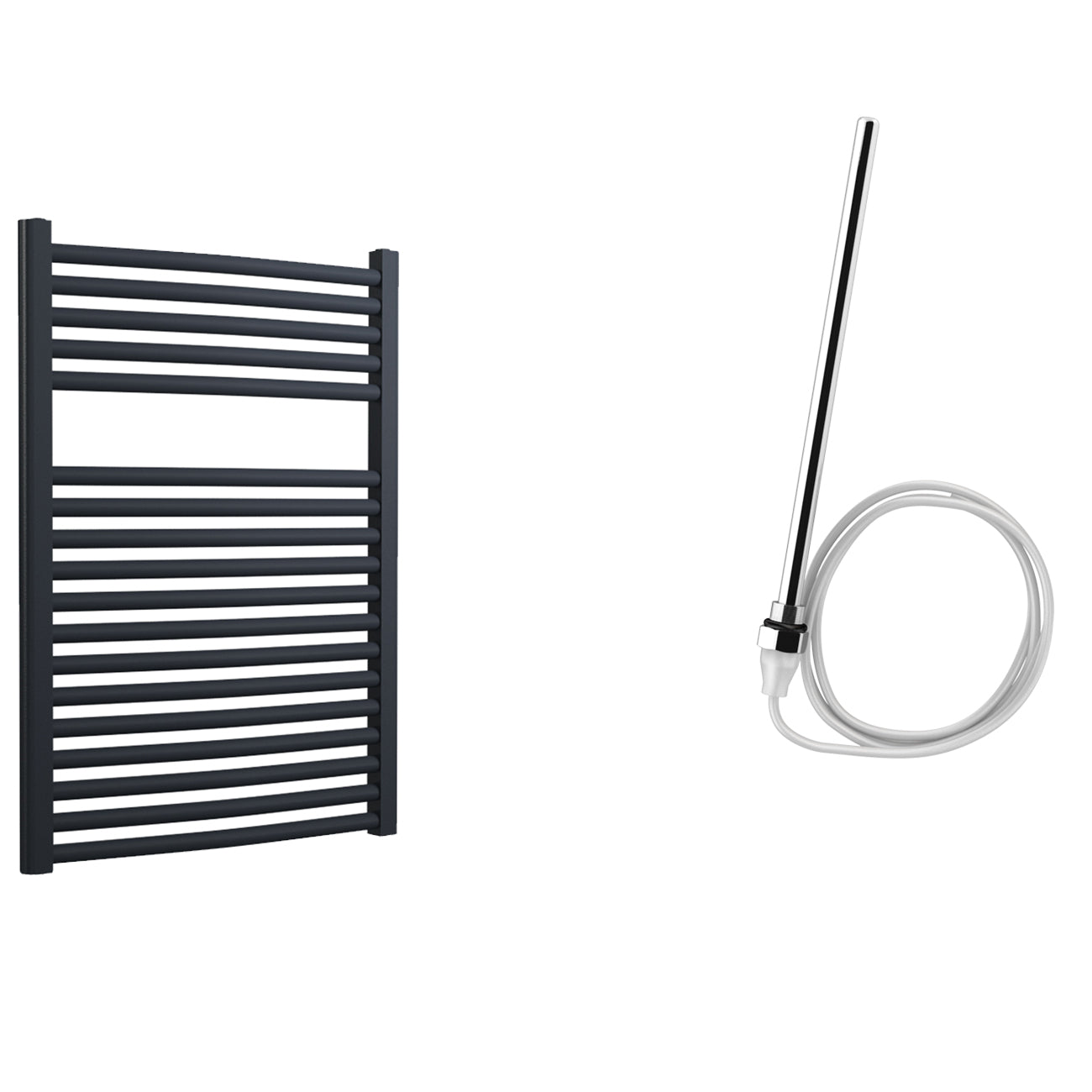 Roma - Anthracite Electric Towel Rail - H840mm x W600mm - 500w Standard - Curved