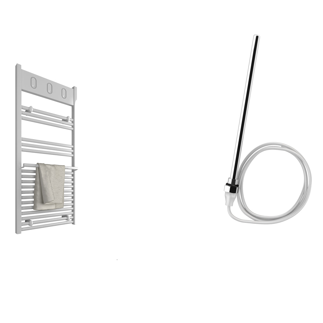 Orvieto - White Electric Towel Rail - H1030mm x W500mm - Straight 400w Standard