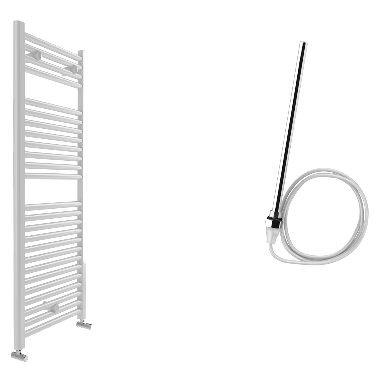 Roma - White Electric Towel Rail - H840mm x W650mm - Straight 500w Standard