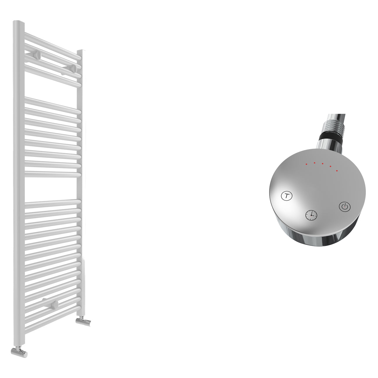 Roma - White Electric Towel Rail - H840mm x W650mm - Straight 600w Thermostatic