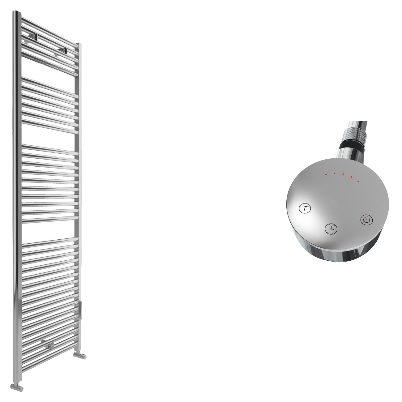 Roma - Chrome Electric Towel Rail - H1512mm x W750mm - Straight 600w Thermostatic