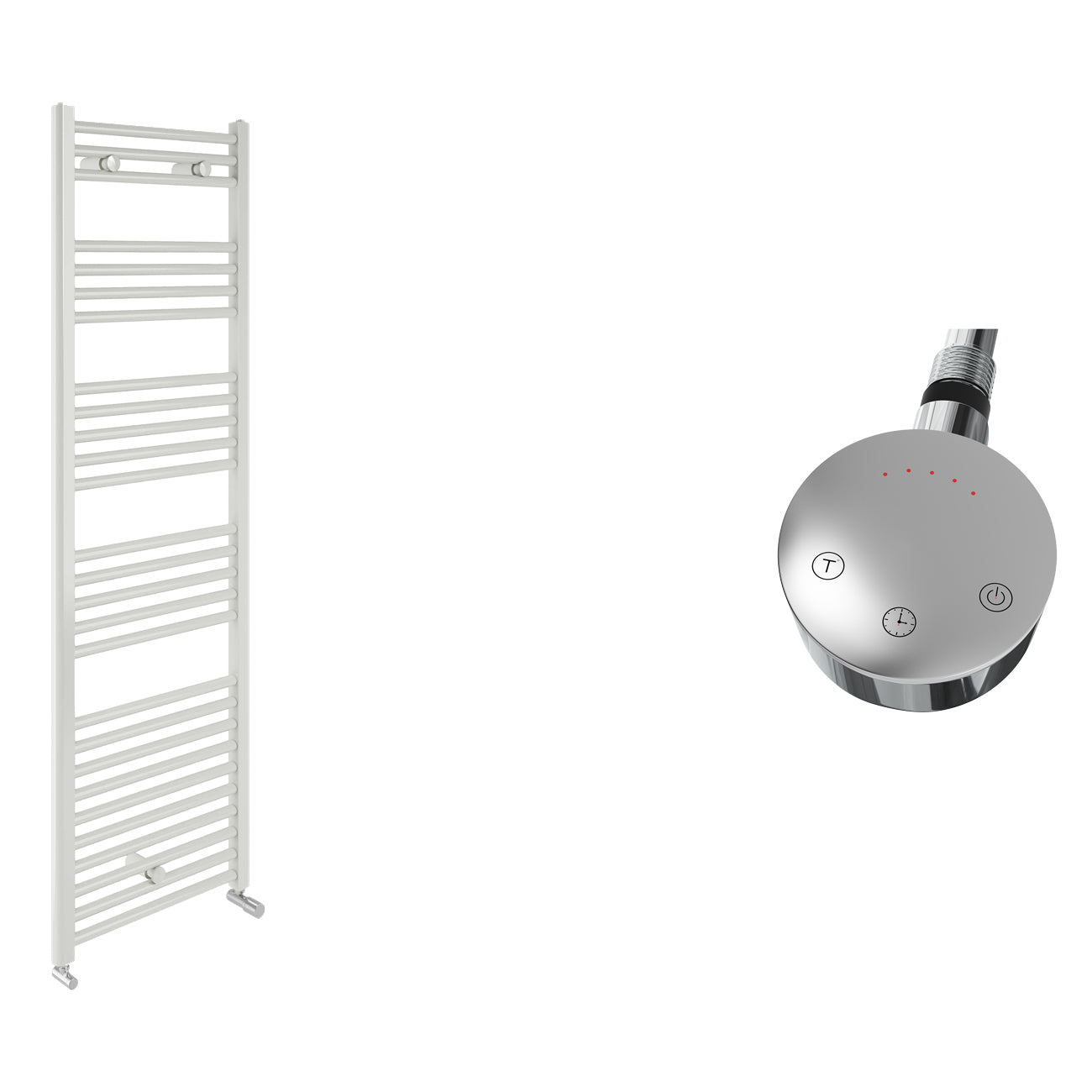Bolzano - White Electric Towel Rail - H1785mm x W800mm - Straight 1000w Thermostatic
