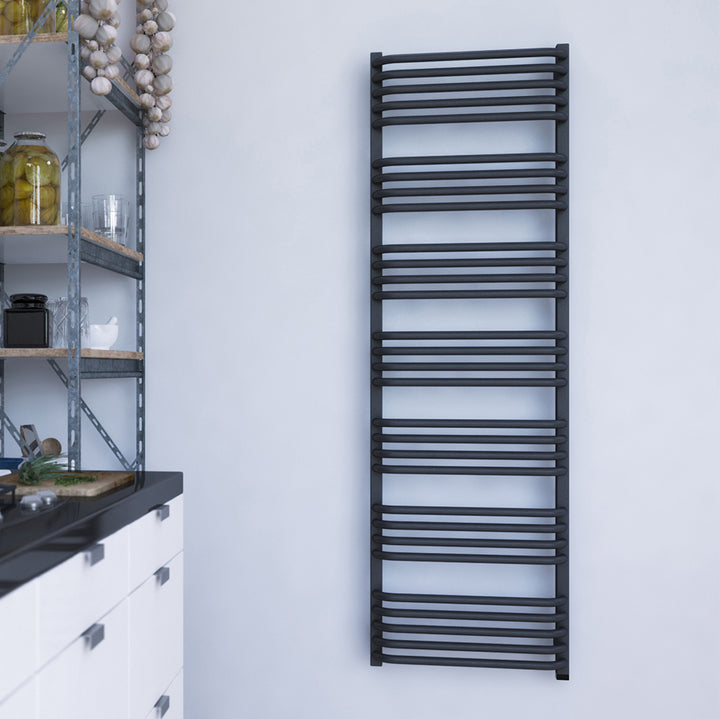Alex One - Modern Grey Electric Towel Rail H1580mm x W500mm 800w Thermostatic