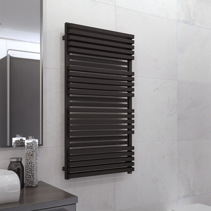 Quadrus - Black Electric Towel Rail H1185mm x W450mm 800w Thermostatic