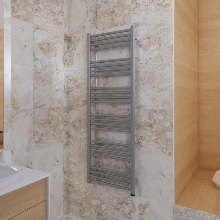 Fiona One - Sparkling Gravel Electric Towel Rail H1380mm x W480mm 600w Thermostatic