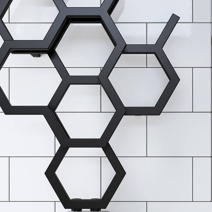 Hex - Black Vertical Designer Radiator H1220mm x W486mm Single Panel