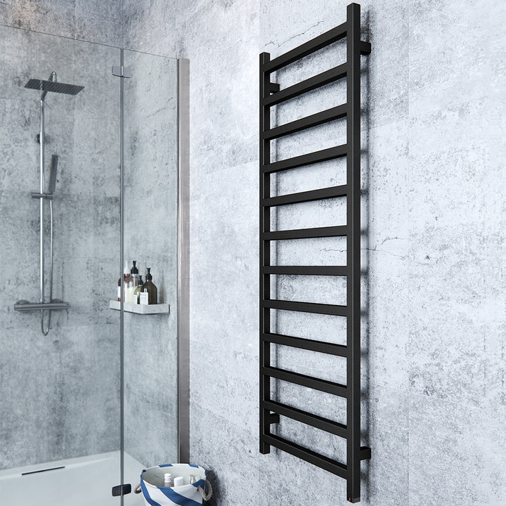 Simple One - Black Electric Towel Rail H1440mm x W500mm 600w Thermostatic