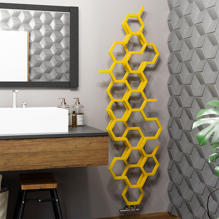 Hex - Mustard Vertical Designer Radiator H1700mm x W573mm Single Panel