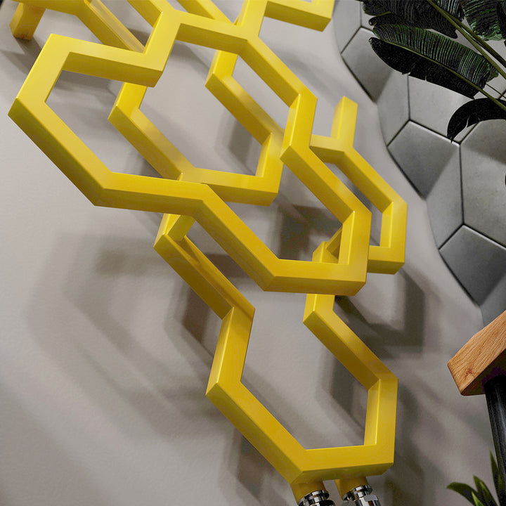Hex - Mustard Vertical Designer Radiator H1220mm x W486mm Single Panel