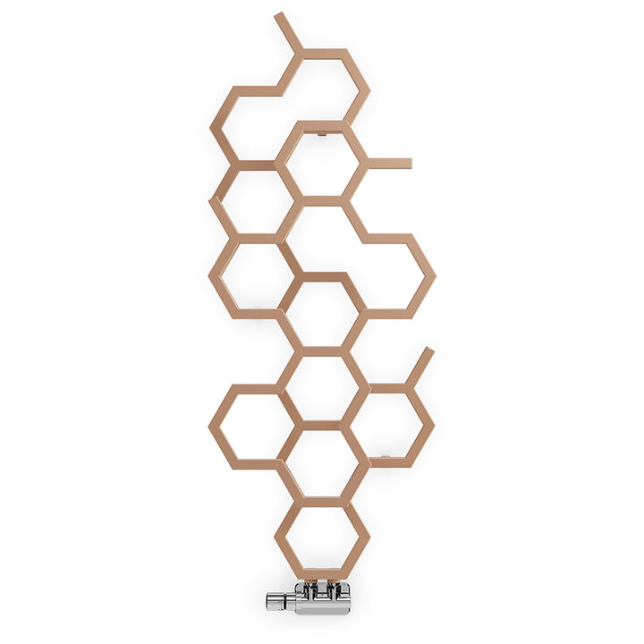 Hex - Copper Vertical Designer Radiator H1220mm x W486mm Single Panel