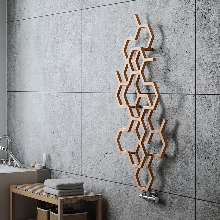 Hex - Copper Vertical Designer Radiator H1220mm x W486mm Single Panel