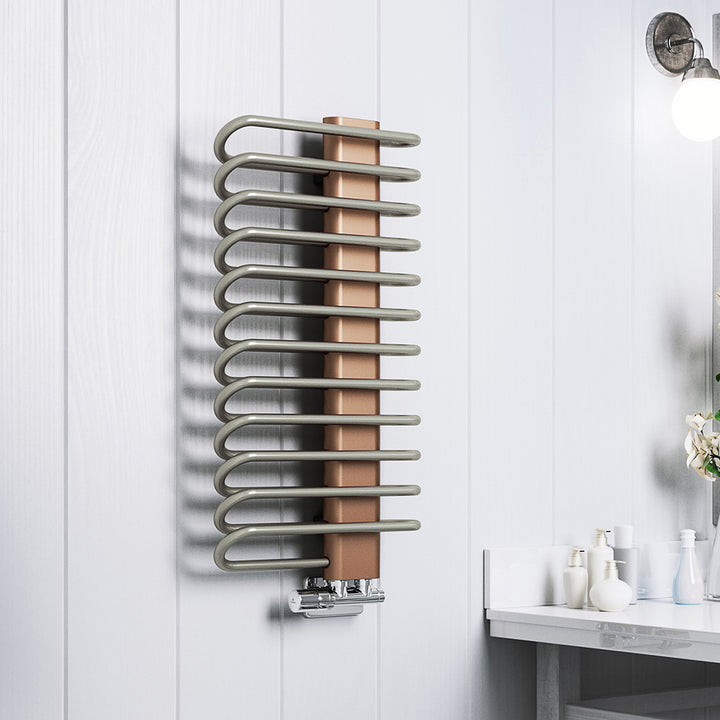 Michelle - Nickel Gloss / Copper Towel Radiator - H780mm x W400mm