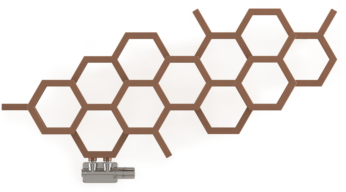Hex - Copper Horizontal Designer Radiator H502mm x W1126mm Single Panel