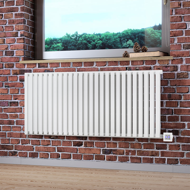 Nemo - Sea Salt White Horizontal Electric Radiator H530mm x W1185mm 1000w Thermostatic