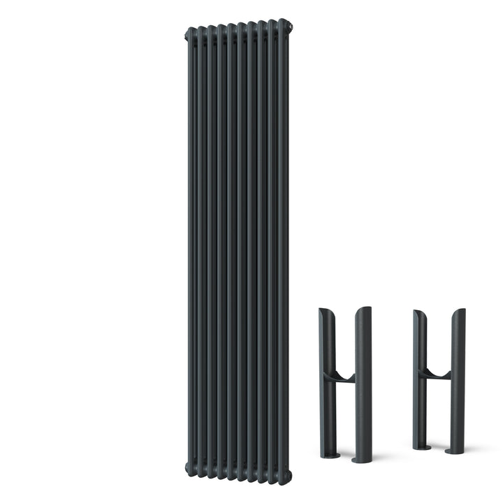 Alpha - Anthracite Vertical Column Radiator H1800mm x W460mm 2 Column - Feet Included