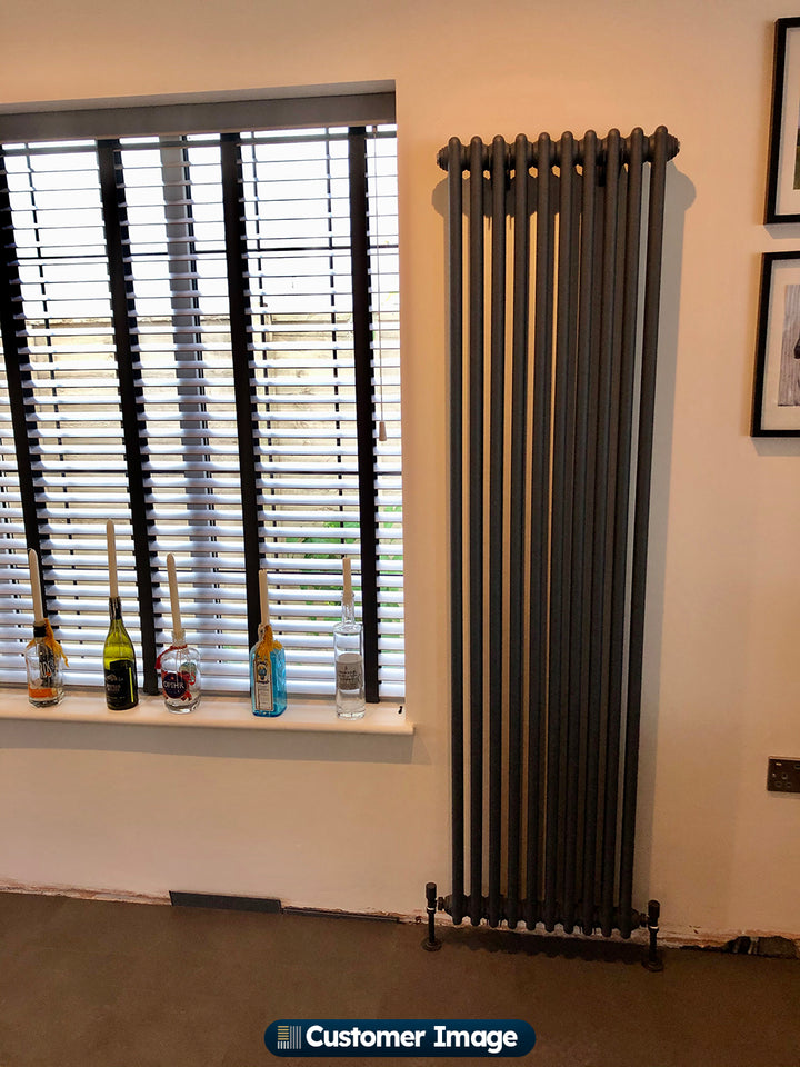 Alpha - Anthracite Vertical Column Radiator H1800mm x W460mm 2 Column - Feet Included