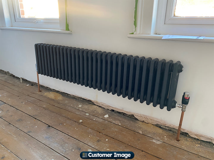 Alpha - Anthracite Column Radiator H300mm x W1355mm 3 Column - Feet Included