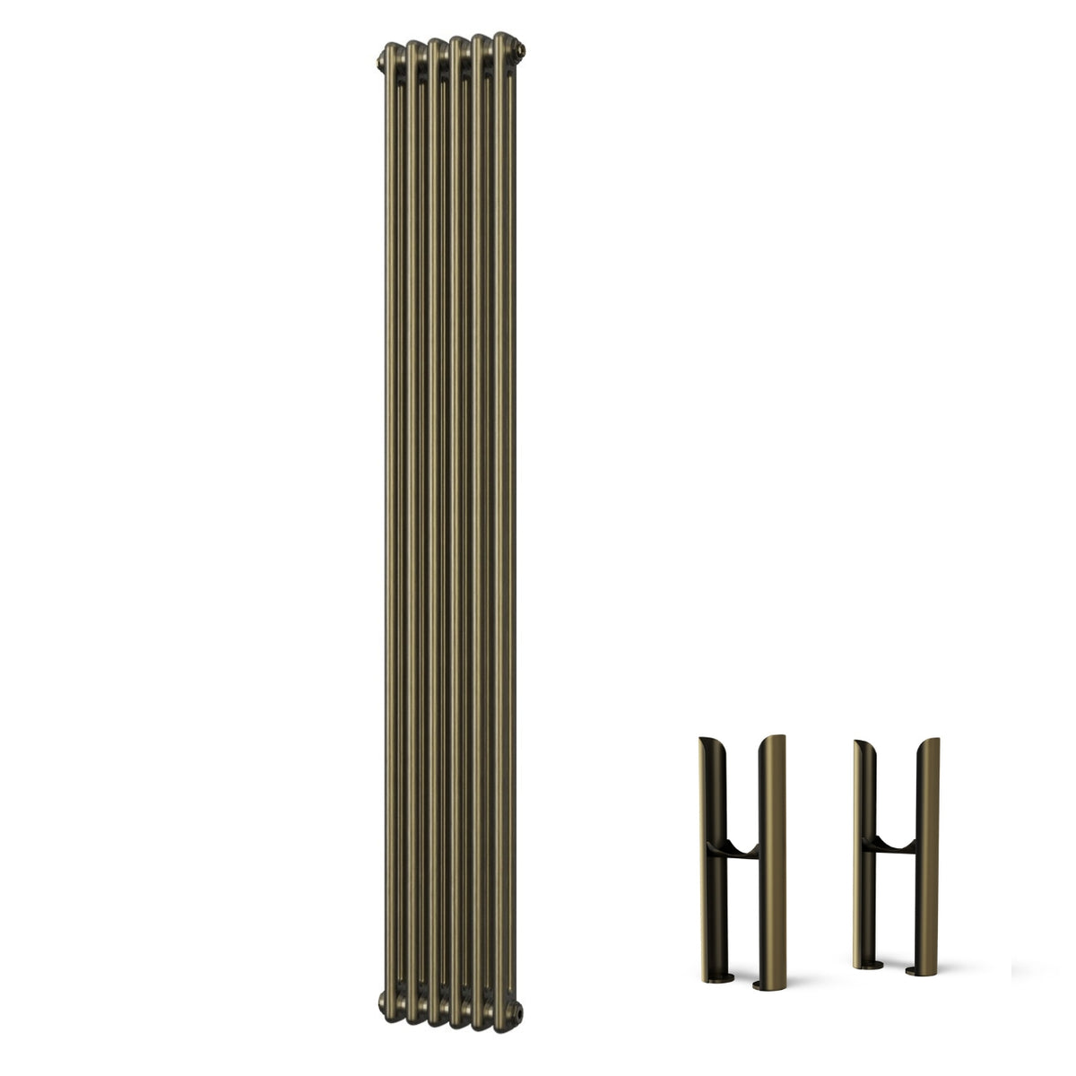 Alpha - Antique Brass Vertical Column Radiator H1800mm x W284mm 2 Column - Feet Included
