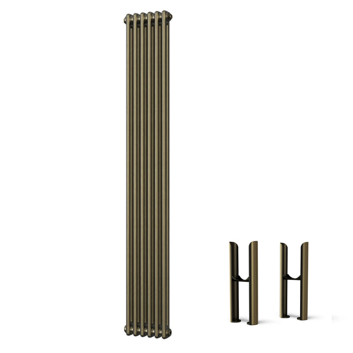 Alpha - Antique Brass Vertical Column Radiator H1800mm x W284mm 2 Column - Feet Included
