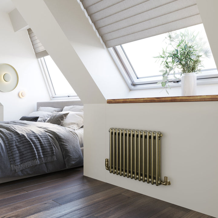 Alpha - Antique Brass Column Radiator H500mm x W592mm 2 Column