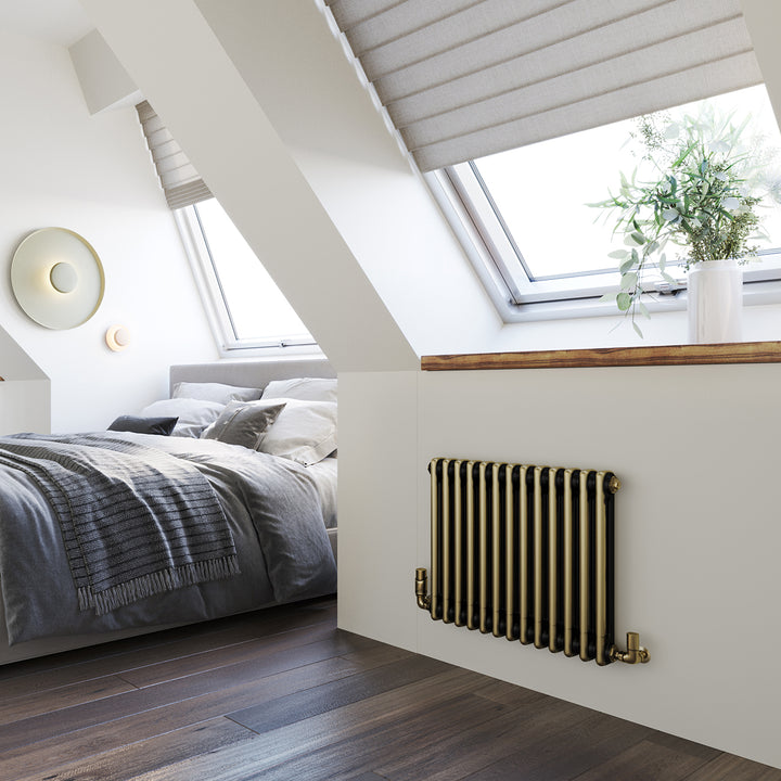 Alpha - Antique Brass Column Radiator H500mm x W592mm 2 Column