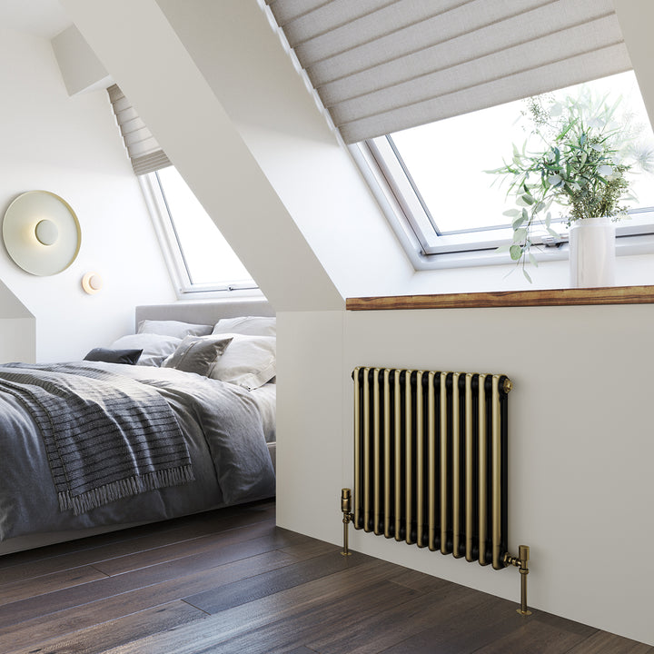 Alpha - Antique Brass Column Radiator H600mm x W592mm 2 Column