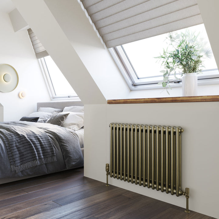 Alpha - Antique Brass Column Radiator H600mm x W768mm 2 Column