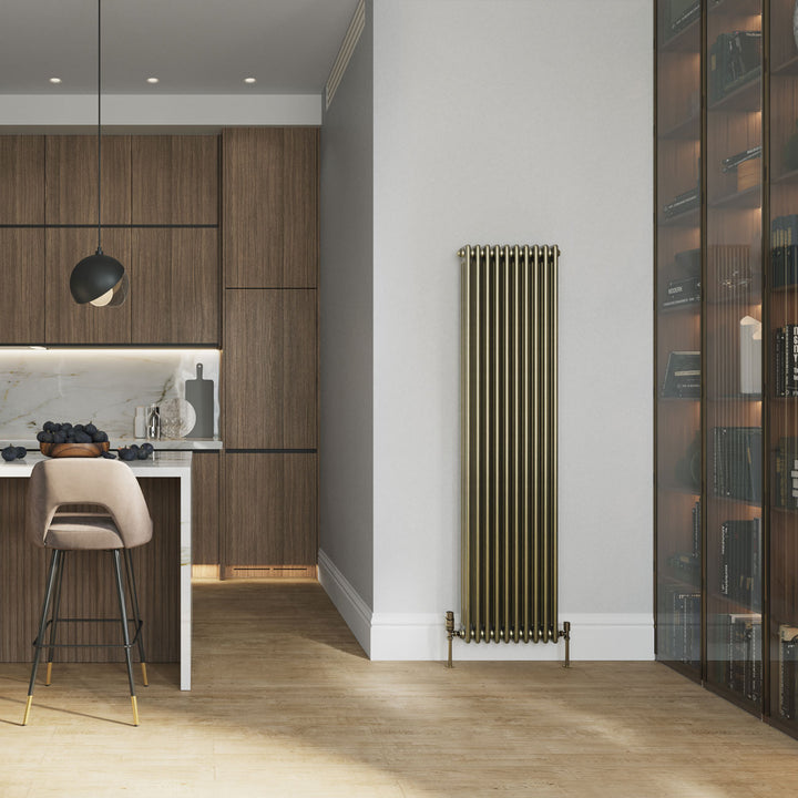 Alpha - Antique Brass Vertical Column Radiator H1800mm x W465mm 3 Column