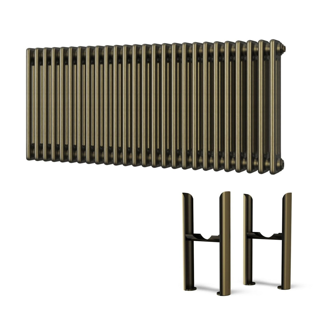 Alpha - Antique Brass Column Radiator H500mm x W1177mm 3 Column - Feet Included