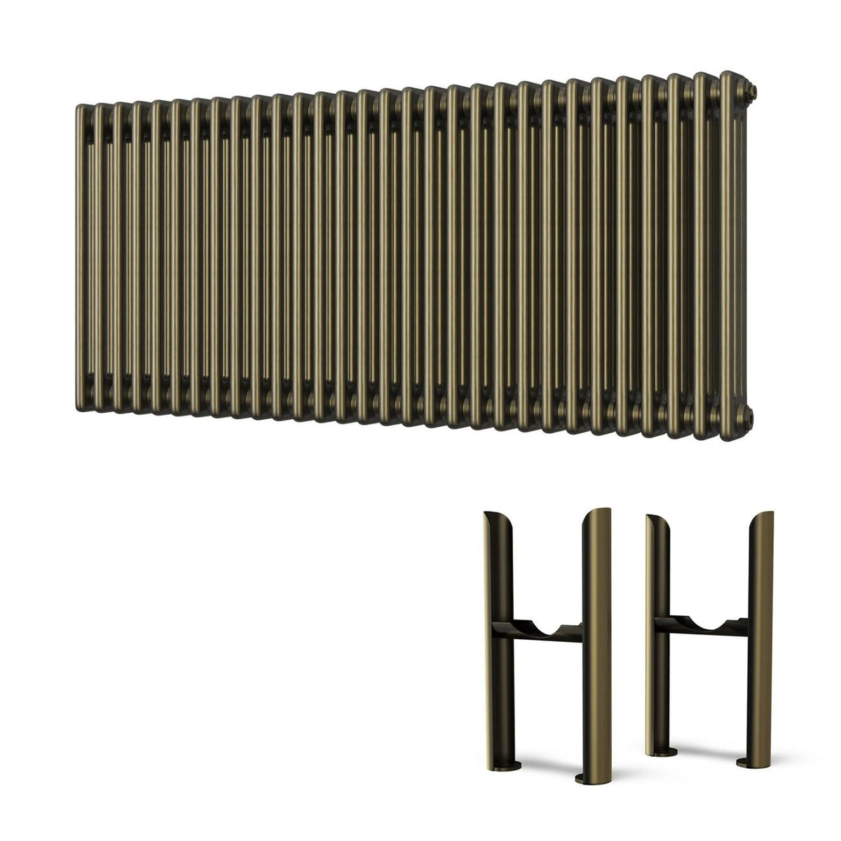Alpha - Antique Brass Column Radiator H600mm x W1355mm 3 Column - Feet Included