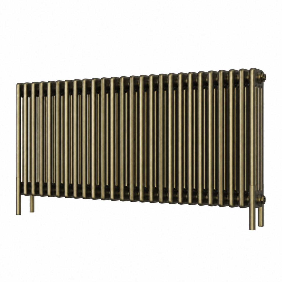 Alpha - Antique Brass Column Radiator H600mm x W1164mm 4 Column - Feet Included