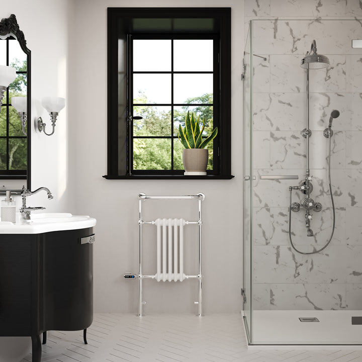 Arundel - White Traditional Electric Towel Rail H963mm x W538mm 300w Thermostatic WIFI