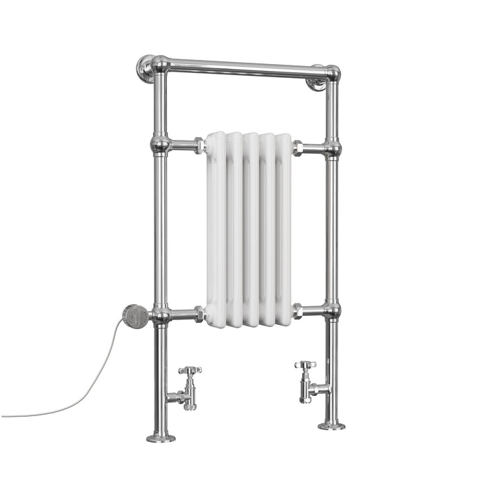 Adisham - Traditional Dual Fuel Towel Rail H963mm x W538mm Thermostatic - Floor Standing
