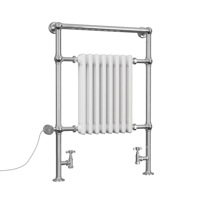 Adisham - Traditional Dual Fuel Towel Rail H963mm x W673mm Thermostatic - Floor Standing