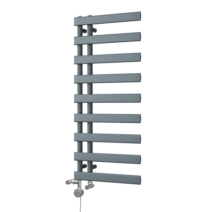 Agar - Anthracite Dual Fuel Towel Rail H1156mm x W500mm Thermostatic