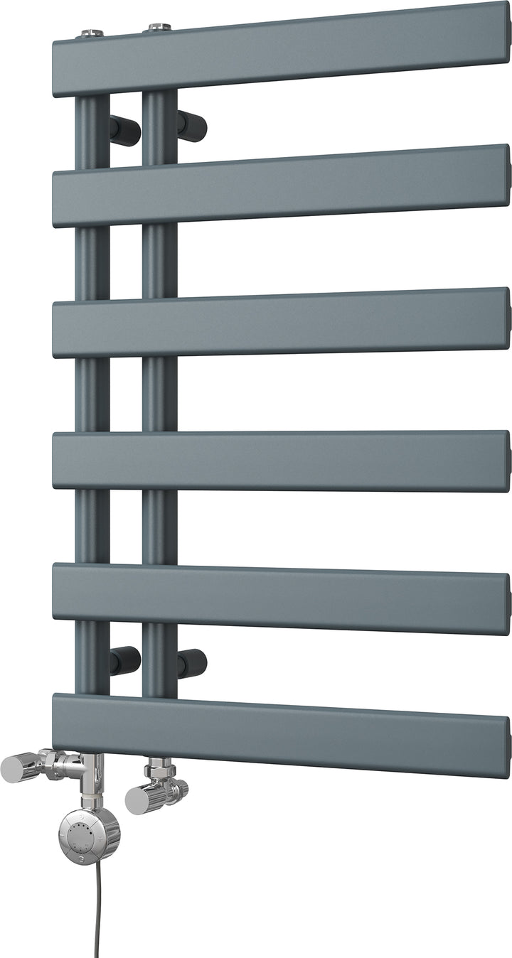Agar - Anthracite Dual Fuel Towel Rail H748mm x W500mm Thermostatic