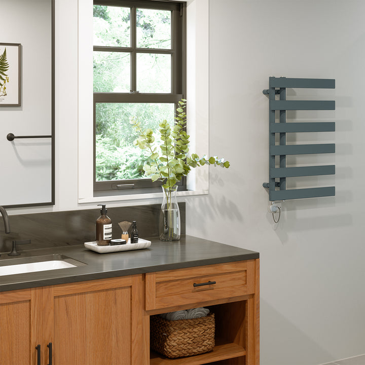 Agar - Anthracite Electric Towel Rail H748mm x W500mm 300w Thermostatic