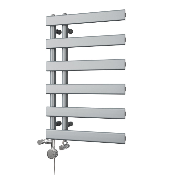 Agar - Silver Dual Fuel Towel Rail H748mm x W500mm Thermostatic