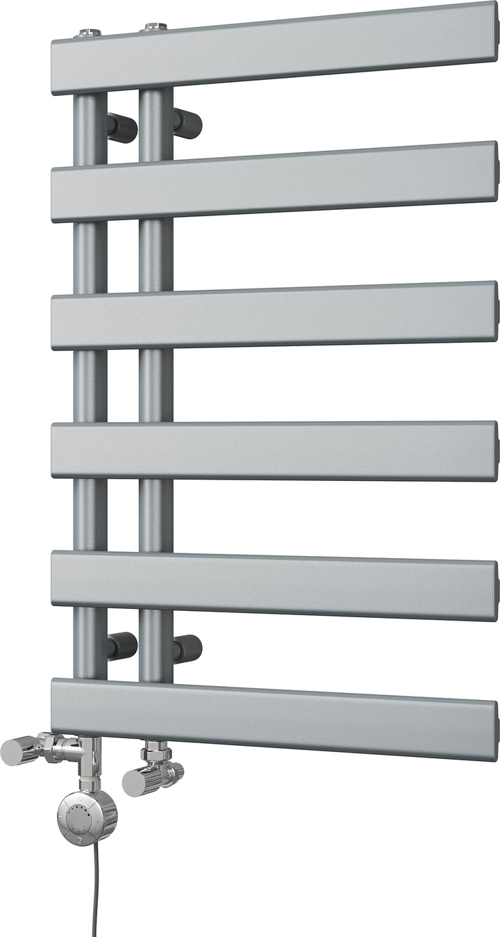 Agar - Silver Dual Fuel Towel Rail H748mm x W500mm Thermostatic