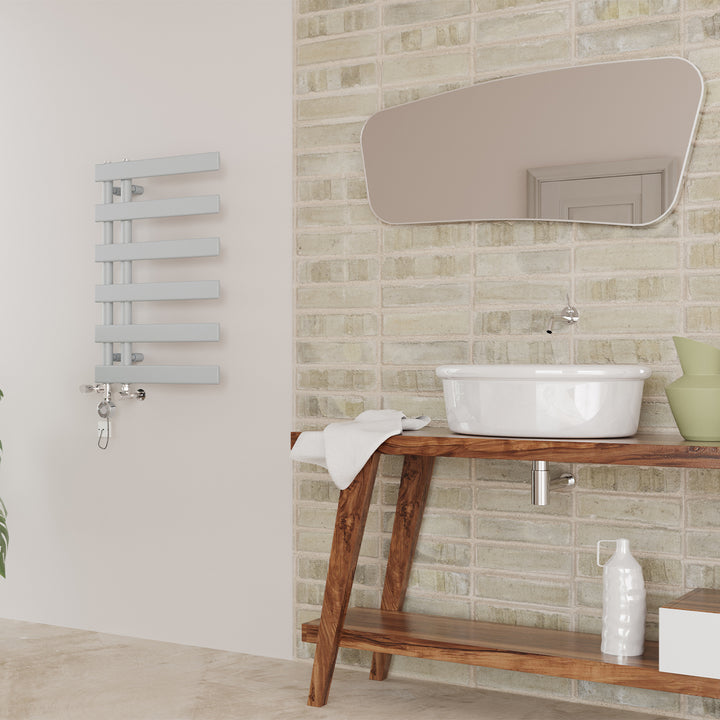 Agar - Silver Dual Fuel Towel Rail H748mm x W500mm Thermostatic