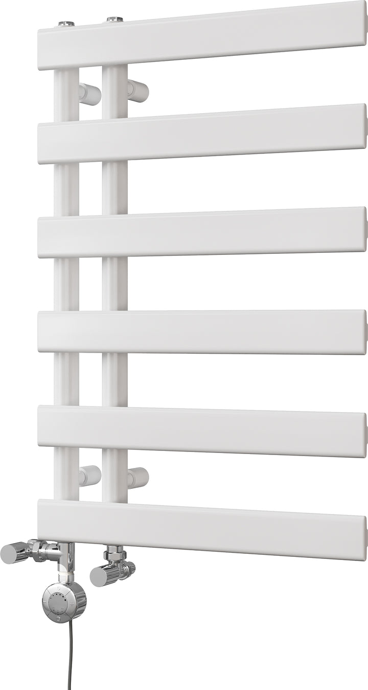 Agar - White Dual Fuel Towel Rail H748mm x W500mm Thermostatic