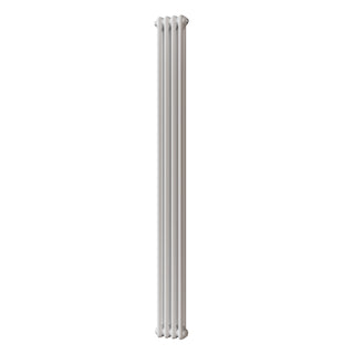 Alpha gloss white vertical 2 column radiator, 1800mm high x 196mm wide