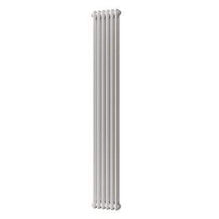 Alpha gloss white vertical 2 column radiator, 1800mm high x 284mm wide