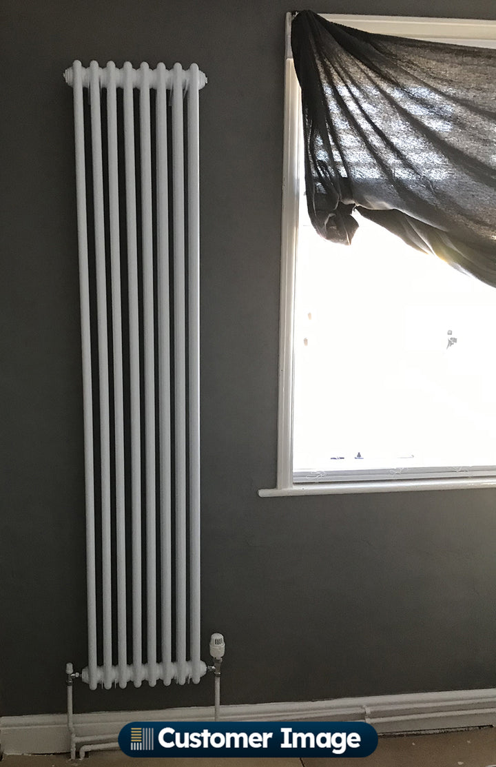 Alpha - White Vertical Column Radiator H1800mm x W372mm 2 Column - Feet Included