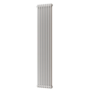 Alpha gloss white vertical 2 column radiator, 1800mm high x 372mm wide
