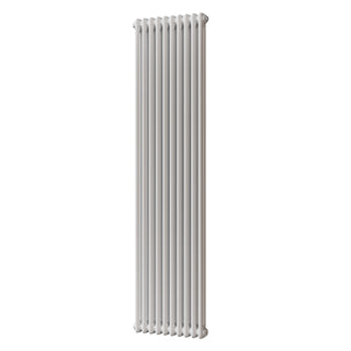 Alpha gloss white vertical 2 column radiator, 1800mm high x 460mm wide