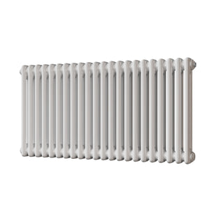 Alpha gloss white 2 column radiator, 500mm high x 988mm wide
