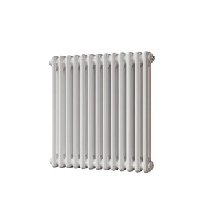Alpha gloss white 2 column radiator, 600mm high x 592mm wide