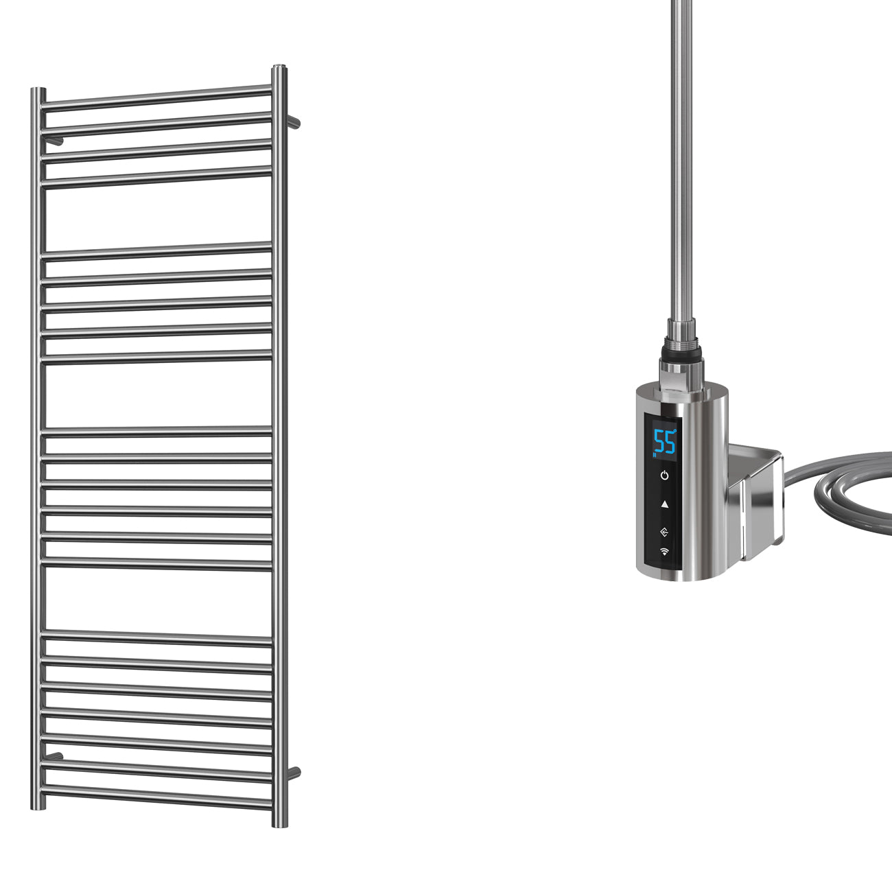 Aston - Stainless Steel Electric Towel Rail H1400mm x W500mm Straight 300w Thermostatic WIFI